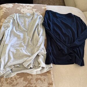 Lululemon Gray and Navy Long Sleeve Tops